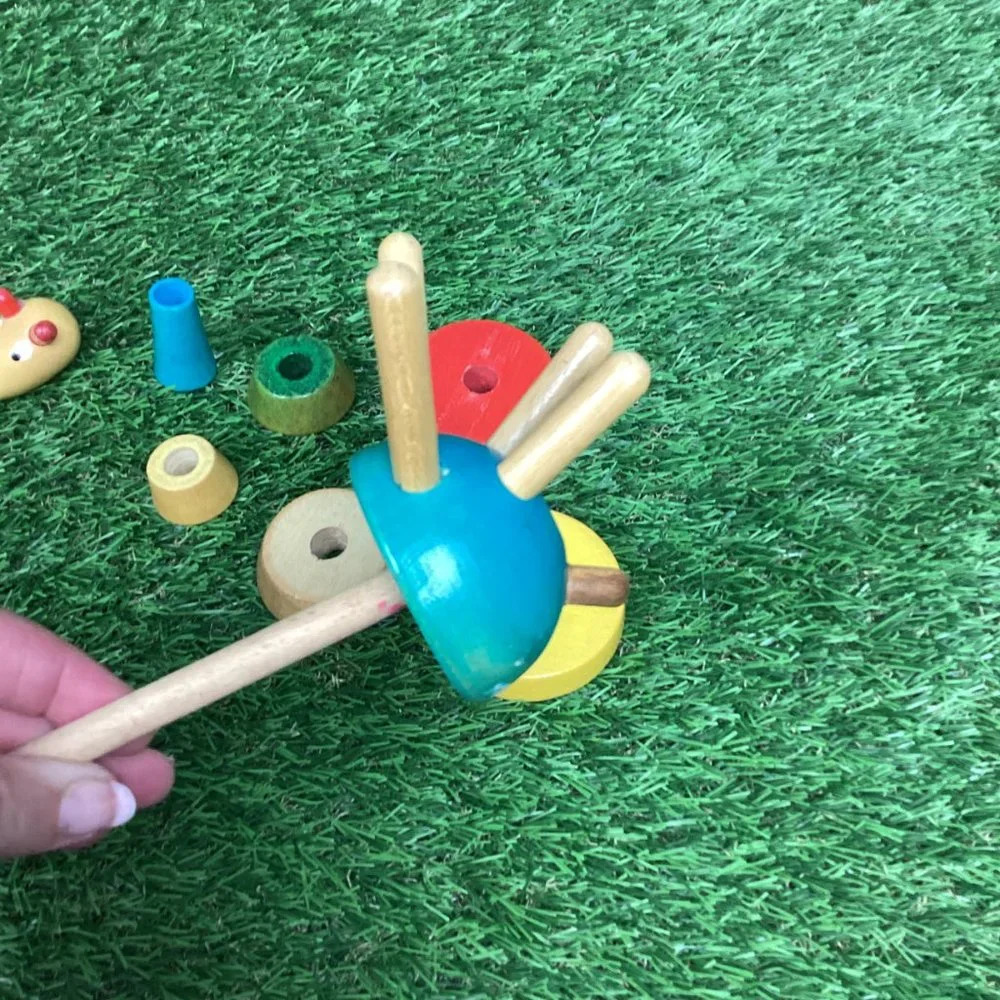 Vintage Wooden Giraffe Stacking Ring Toy
